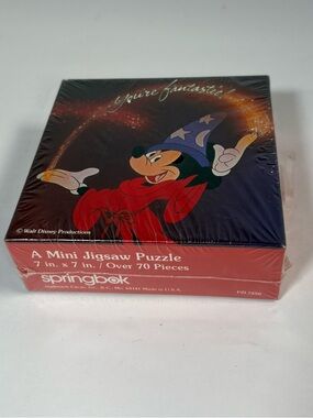Vintage Disney Springbok Mini Puzzle Mickey Mouse Fantasia Sorcerer SEALED NOS